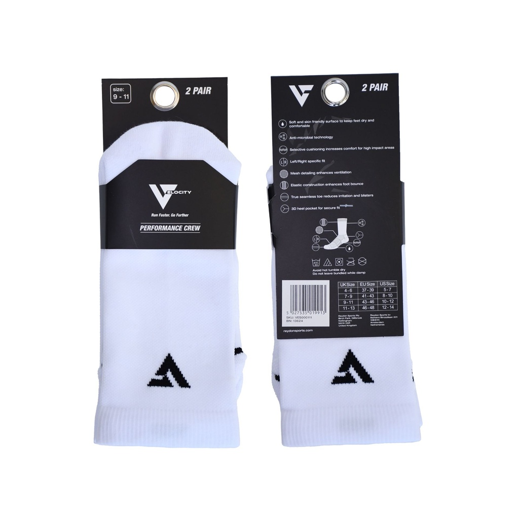 Velocity Performance Crew Socks Junior (2 Pairs)