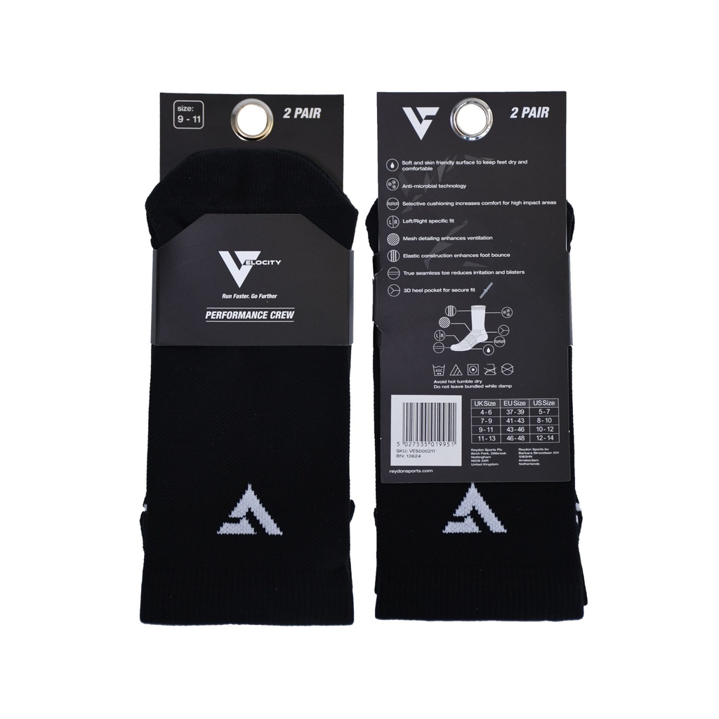 Velocity Performance Crew Socks Adult (2 Pairs)