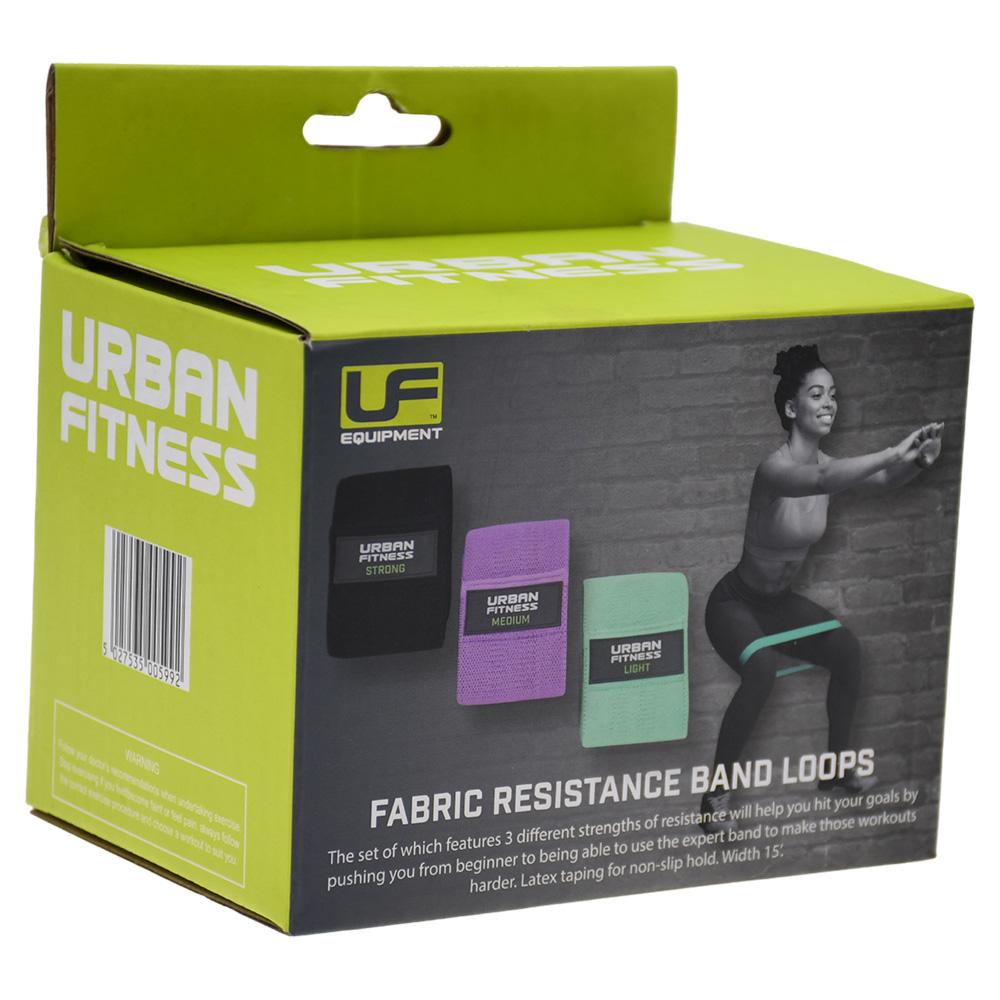 Urban Fitness  Fabric Resistance Band Loop (Set of 3) 15 Inch