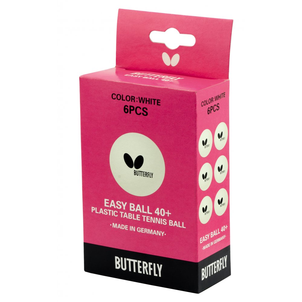 Butterfly Plastic Easy Ball 40+ Table Tennis Balls (Pack of 6)