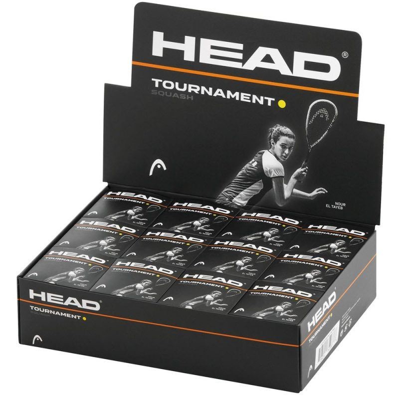Head Tournament Squash Balls - Single Yellow Dot - Box of 12